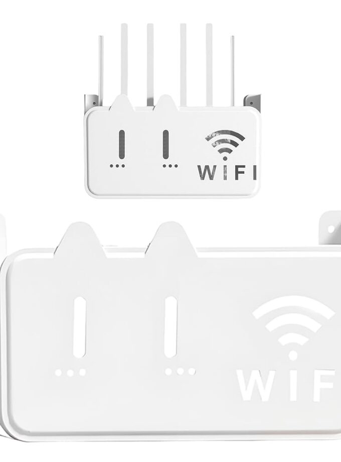 Router WiFi Storage Box for Wall Mounted Multifunctional Bracket Space Saving Cable Durable Cable Management Router Rack for Set Top Box with Screws & Adhesive Patches (Pack Of 1)