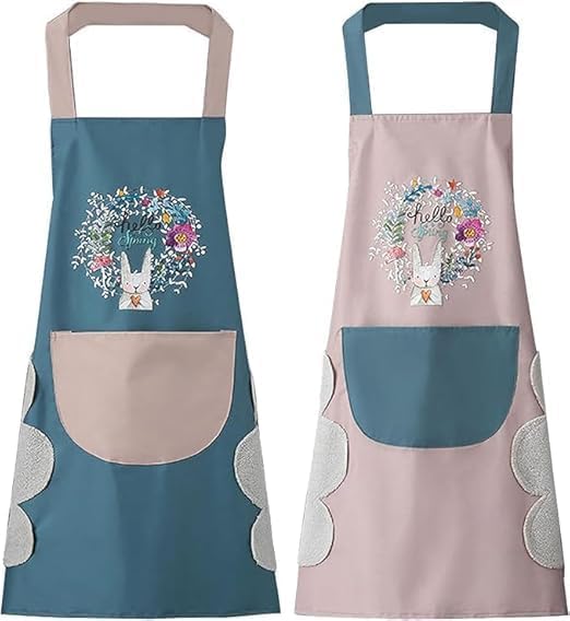 1 Pcs Waterproof Kitchen Apron for Women with Big Front Pocket Hand-Wiping Towel | Comfortable Wear-Resistant Chef Apron for Cooking | One Size Fits Most