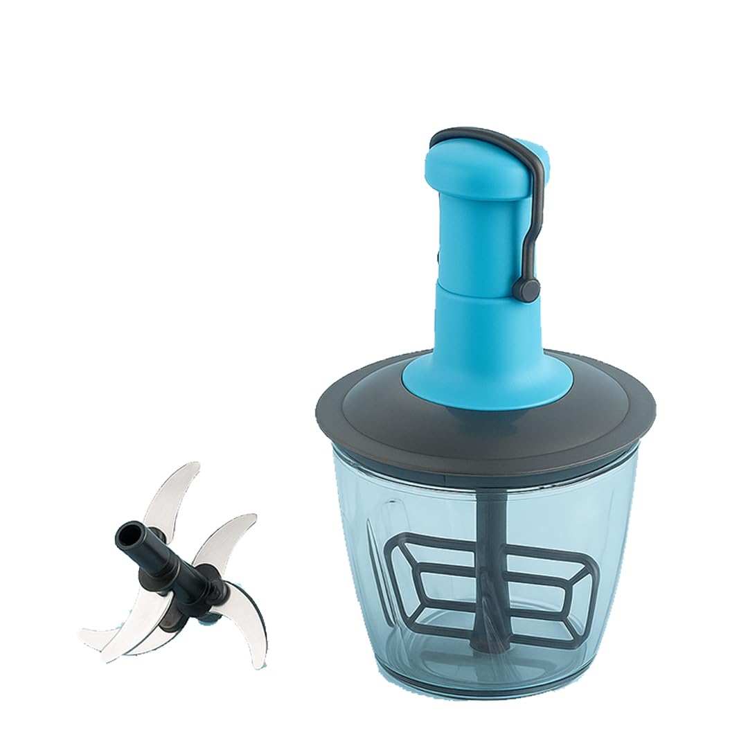 Manual Hand Press Push Chopper 1000 ML with 6 Blades for Effortless Chopping, Vegetables & Fruits Chopper Mixer Cutter to Cut Onion, Salad, Tomato, Potato