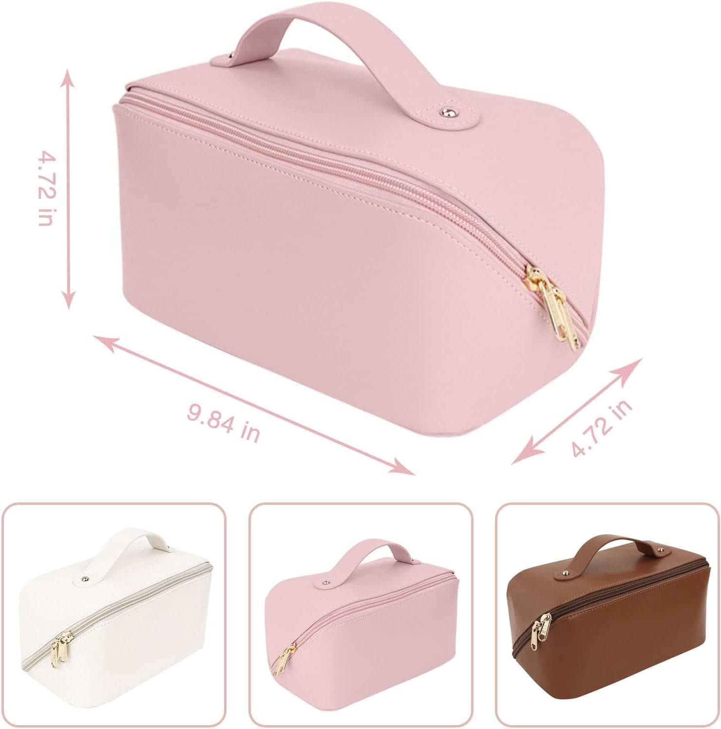 Cross Open Cosmetic Bag Pink for Women's - Image 4