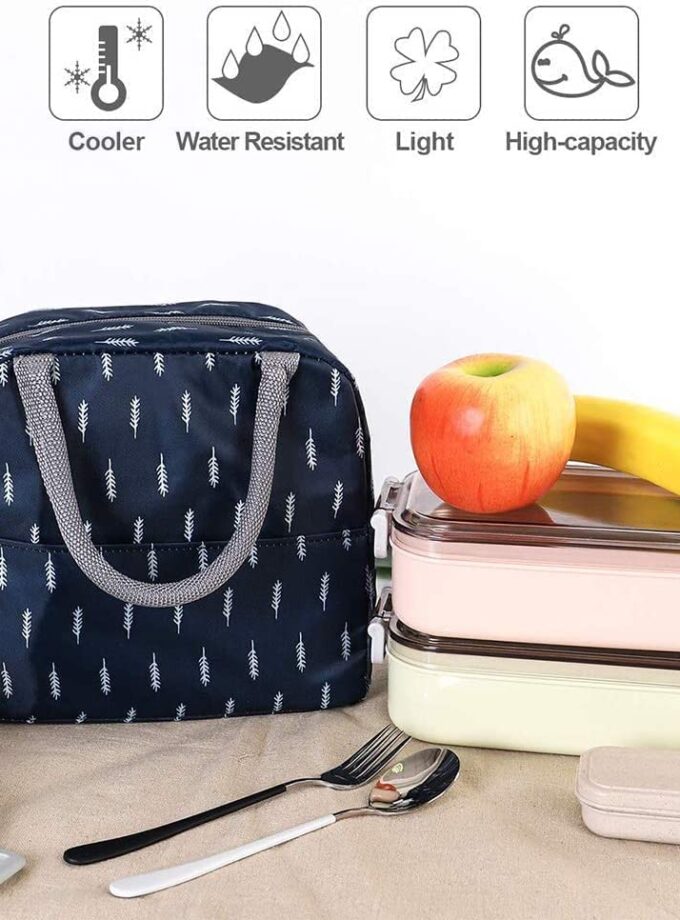Leaf Blue Lunch Bag