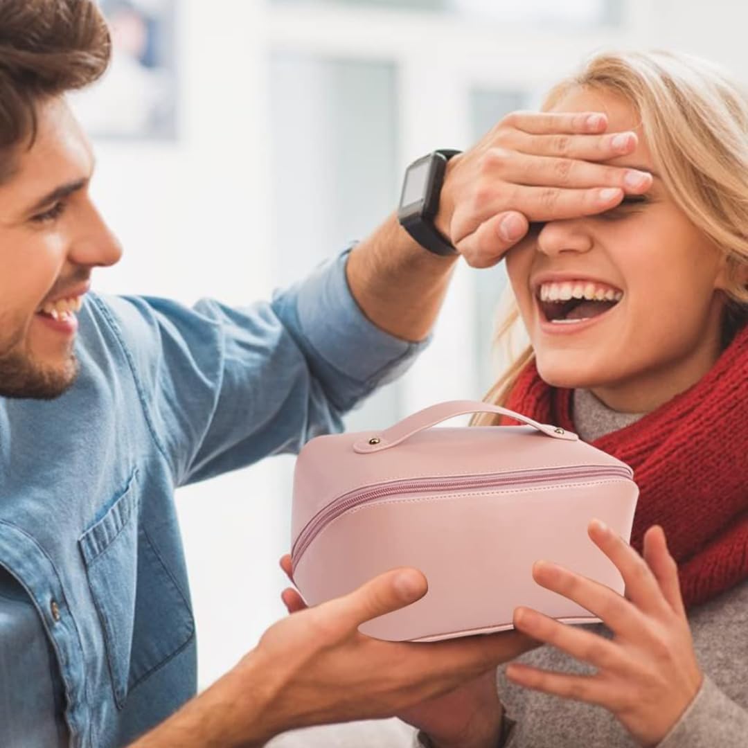 Cross Open Cosmetic Bag Pink for Women's - Image 3