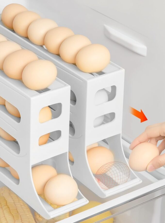 Egg Dispenser Automatic Rolling Egg Tray Organizer