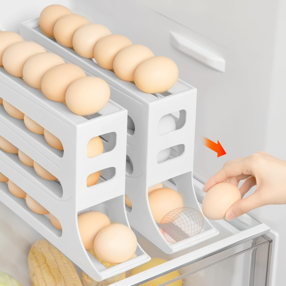Egg Dispenser Automatic Rolling Egg Tray Organizer