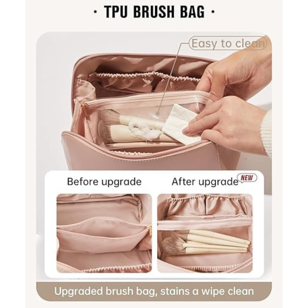 Cross Open Cosmetic Bag Pink for Women's - Image 5