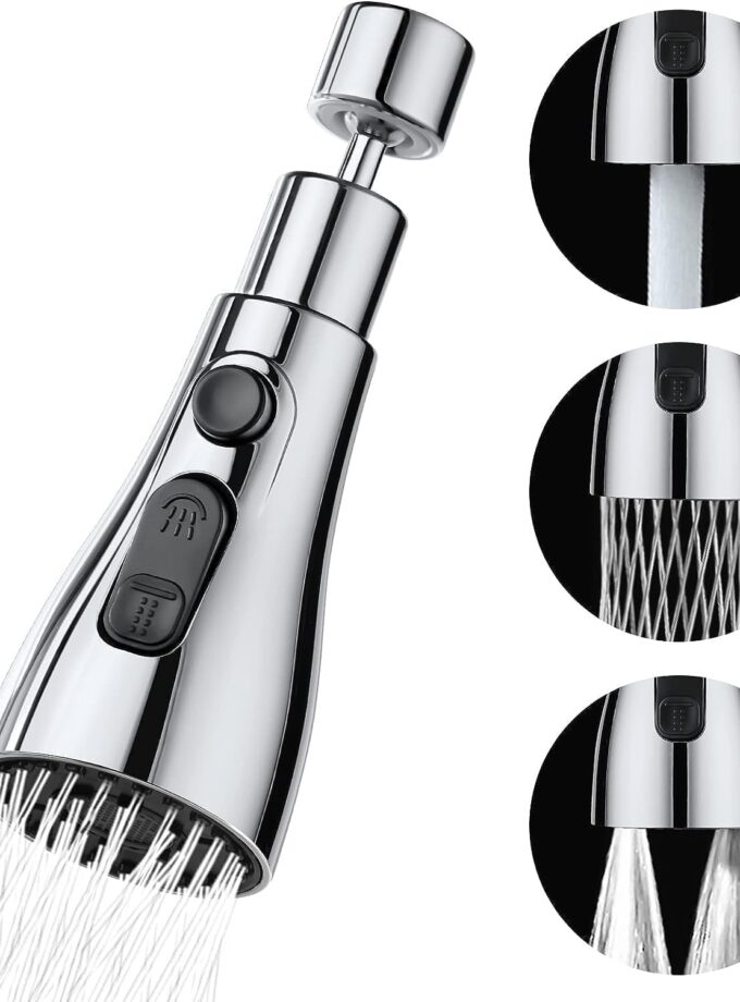 360 Degree Movable Faucet Aerator Infinity 3 Mode Dual Flow Kitchen Sink Water Sprayer With 360° Rotatable Swivel Head