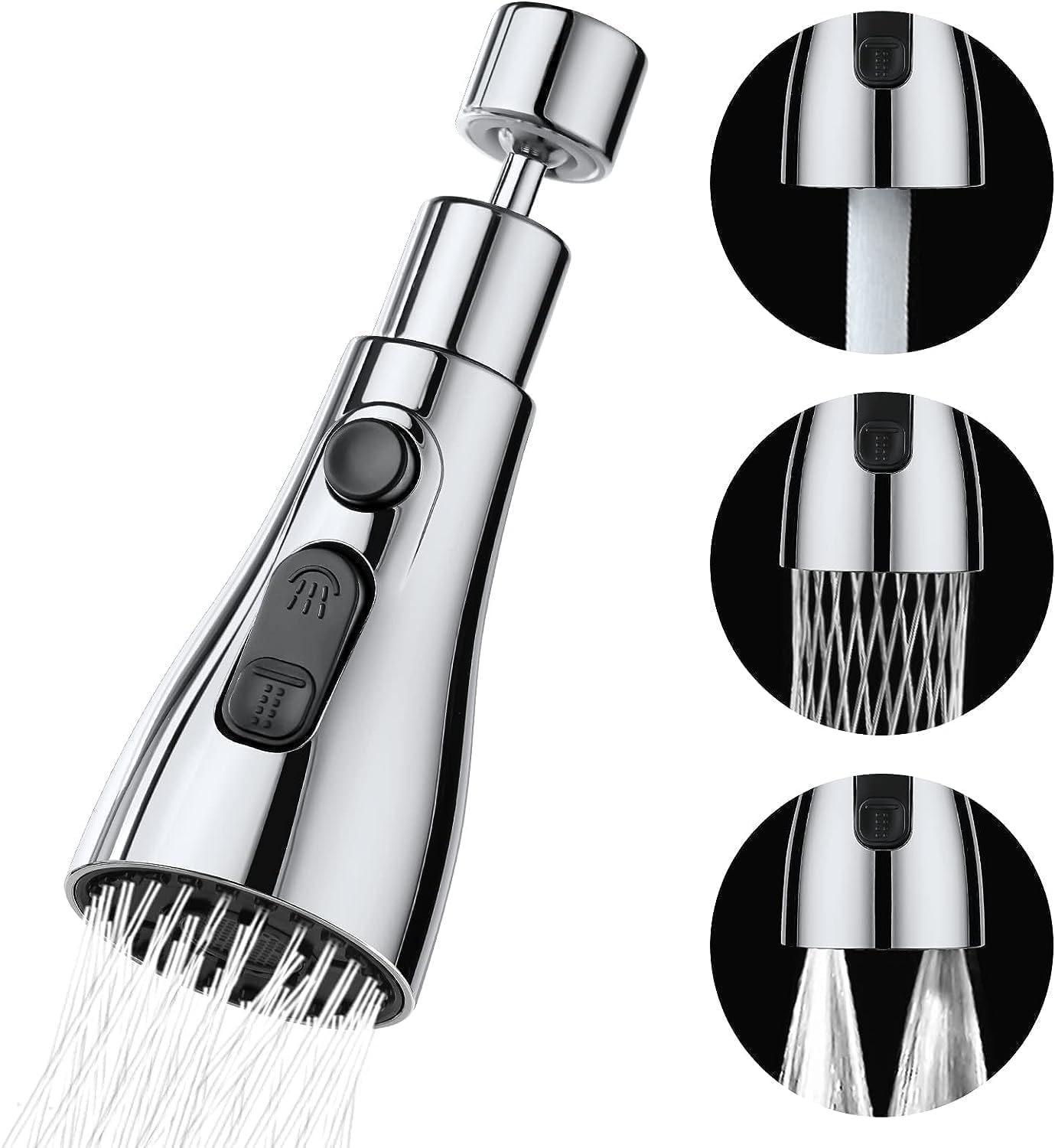 360 Degree Movable Faucet Aerator Infinity 3 Mode Dual Flow Kitchen Sink Water Sprayer With 360° Rotatable Swivel Head