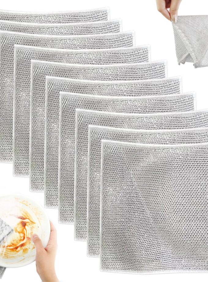 Layer Non-Scratch Dish Wash Cloth (10 Pack) Mesh Cloth for Kitchen Reusable Multipurpose Dishwashing Rags for Wet and Dry Cleaning Scrubber